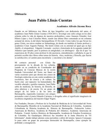 Obituario Juan Pablo Llinás Cuentas