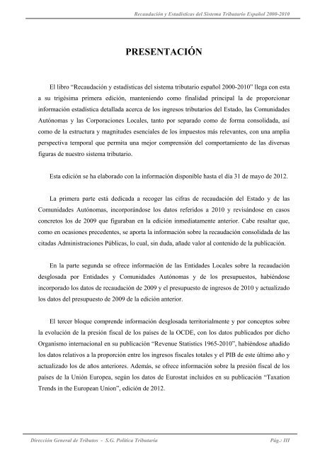 Recaudación y Estadísticas del Sistema Tributario Español