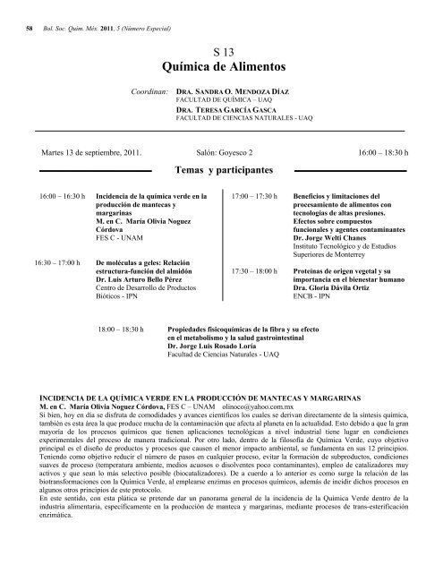 Programa General en pdf Clausura - Sociedad Química de México