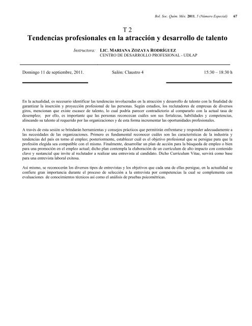 Programa General en pdf Clausura - Sociedad Química de México