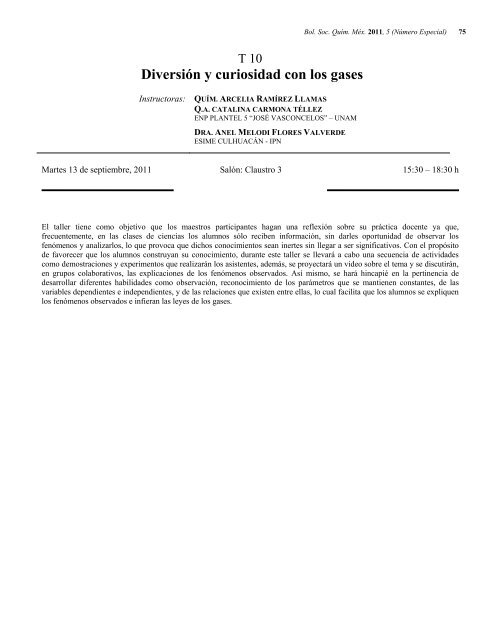 Programa General en pdf Clausura - Sociedad Química de México