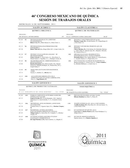 Programa General en pdf Clausura - Sociedad Química de México