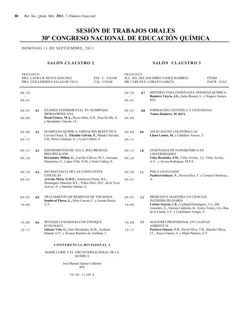 Programa General en pdf Clausura - Sociedad Química de México
