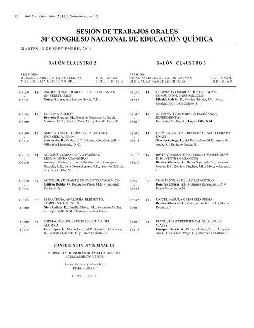 Programa General en pdf Clausura - Sociedad Química de México