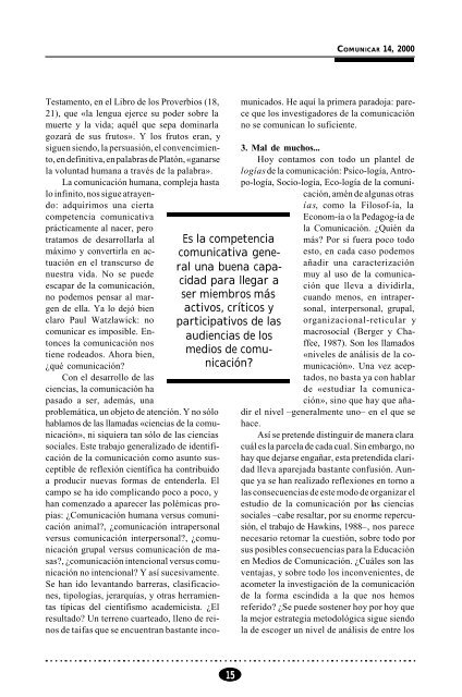 Un nuevo siglo, una nueva comunicación - Revista Comunicar