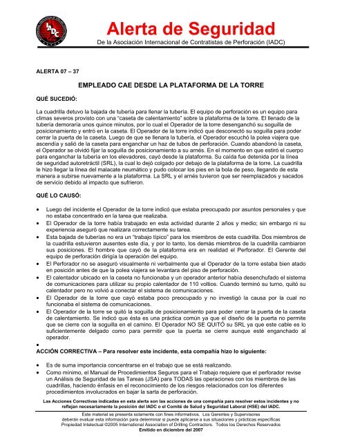 Alerta de Seguridad - IADC