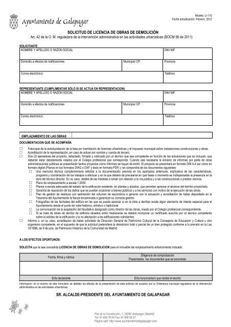 Solicitud De Licencia De Obras De Demolicion Ayuntamiento De