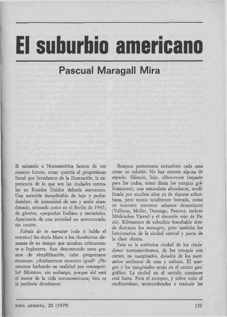 El suburbio americano - Pasqual Maragall