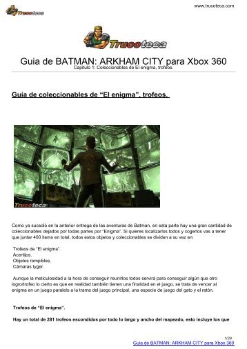 Guia de BATMAN: ARKHAM CITY para Xbox 360 - Trucoteca.com