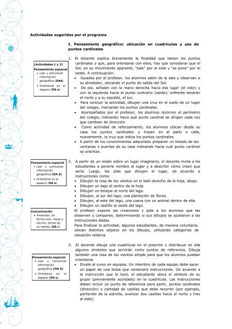 ubicación en cuadrículas y uso de puntos cardinales