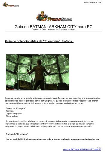 Guia de BATMAN: ARKHAM CITY para PC - Trucoteca.com