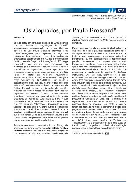Os aloprados, por Paulo Brossard* - STF