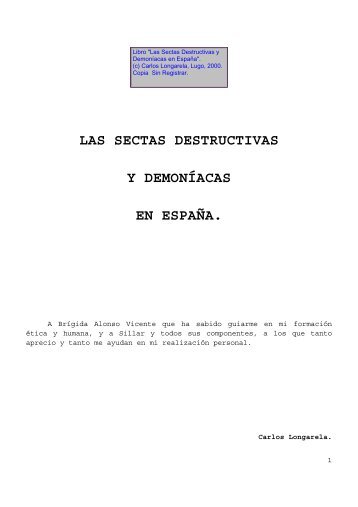 Las Sectas Destructivas y Demoníacas en España - Prolades.com