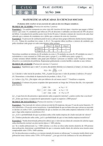 MATEMÁTICAS APLICADAS ÁS CIENCIAS SOCIAIS 61