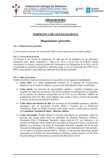 Circular 55-2012 - Federación Galega de Atletismo