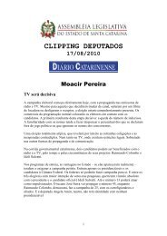 clipping deputados - Alesc - Governo do Estado de Santa Catarina