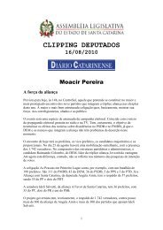 clipping deputados - Alesc - Governo do Estado de Santa Catarina