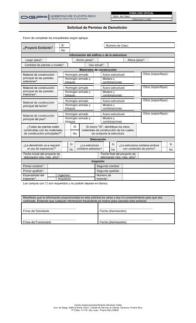 Solicitud de Permiso de Demolición - HostMonster