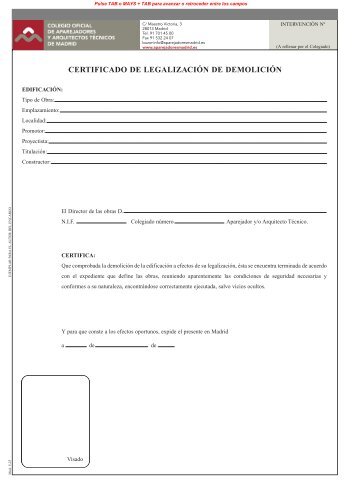 certificado de legalización de demolición - Aparejadores de Madrid
