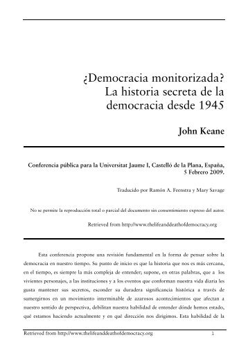 ¿Democracia monitorizada - John Keane