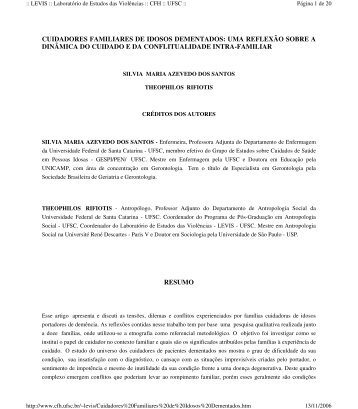 cuidadores familiares de idosos dementados - CFH - UFSC