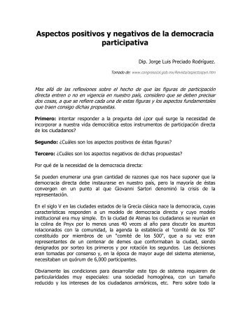 Aspectos positivos y negativos de la democracia participativa