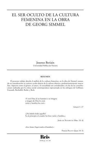 El ser oculto de la cultura femenina en la obra de Georg Simmel ...