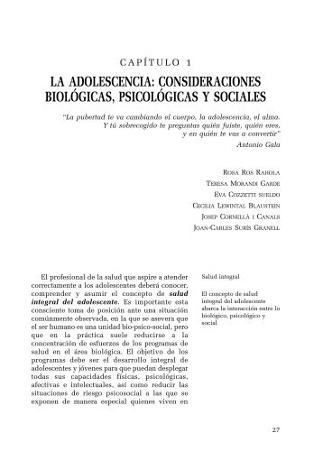 La adolescencia: consideraciones biológicas, psicológicas y sociales