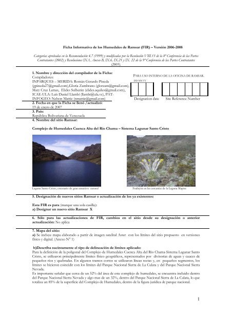 Ficha Informativa de los Humedales de Ramsar (FIR) – Versión ...