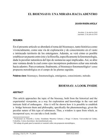 EL BIOENSAyO: UNA MIRADA HACIA ADENTRO BIOESSAy: A ...