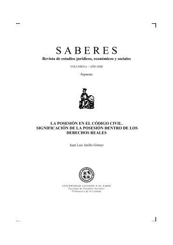 la posesion en el derecho civil - Universidad Alfonso X el Sabio