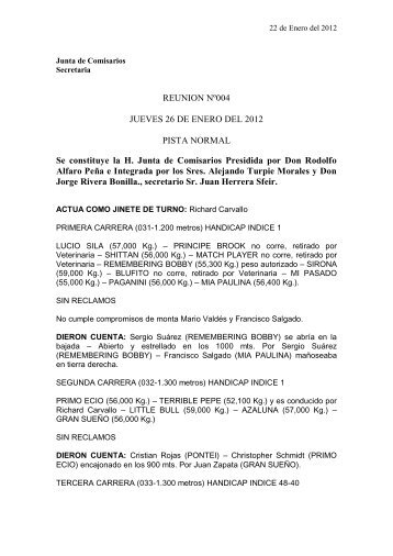 Acta de comisarios del día 26/01/2012 - Club Hípico de Antofagasta