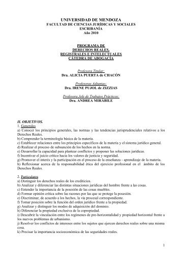 Derechos Reales, Registrales e Intelectuales - Universidad de ...