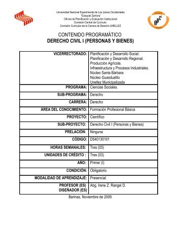CONTENIDO PROGRAMÁTICO DERECHO CIVIL I (PERSONAS Y ...