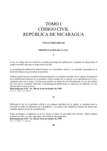 TOMO I CÓDIGO CIVIL REPÚBLICA DE NICARAGUA - kalachero