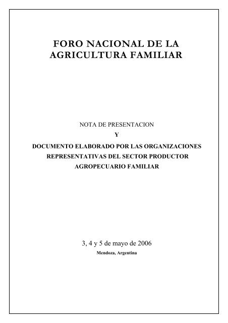 AGRICULTURA FAMILIAR Y DESARROLLO RURAL - Secretaria de ...