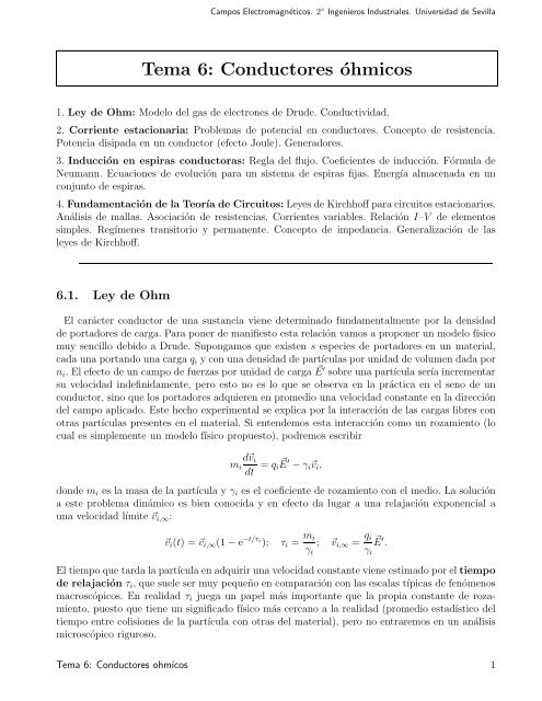 Tema 6: Conductores óhmicos - Universidad de Sevilla