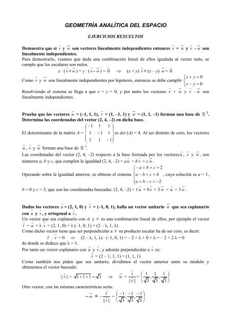 GEOMETRÍA ANALÍTICA DEL ESPACIO