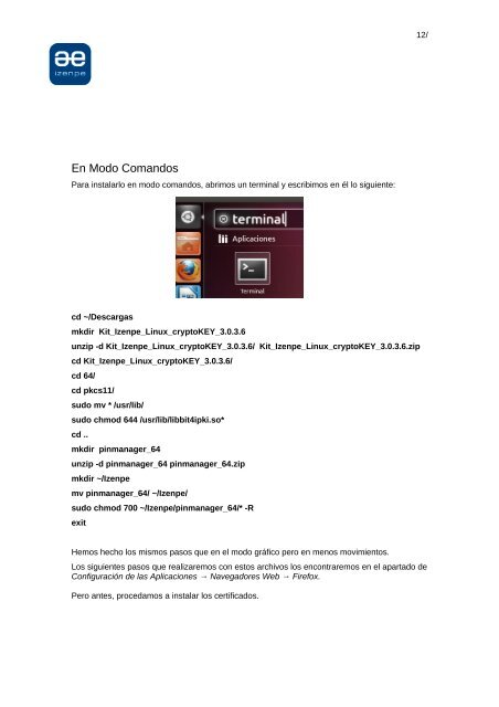 Guía de instalación de Certificado Digital IZENPE para Ubuntu 12.04