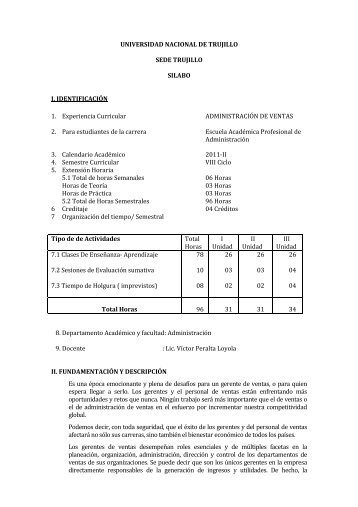 SILABO DE ADM.VENTAS TRUJ-2011-II.pdf - Universidad Nacional ...