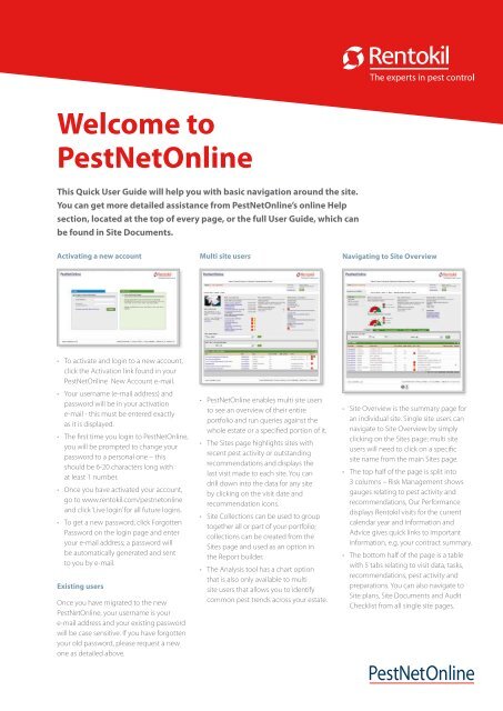 PestNetOnline Quick User Guide - Rentokil