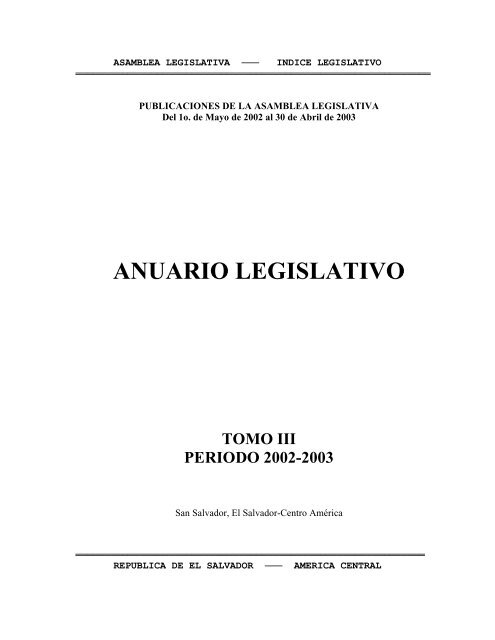 Anuario Legislativo 02-03 - Asamblea Legislativa