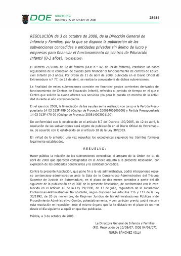 subvenciones concedidas - Diario Oficial de Extremadura