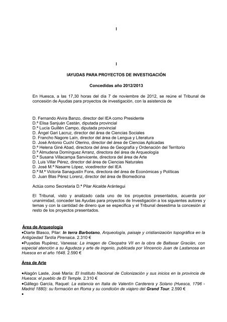 l l lAYUDAS PARA PROYECTOS DE INVESTIGACIÓN Concedidas ...