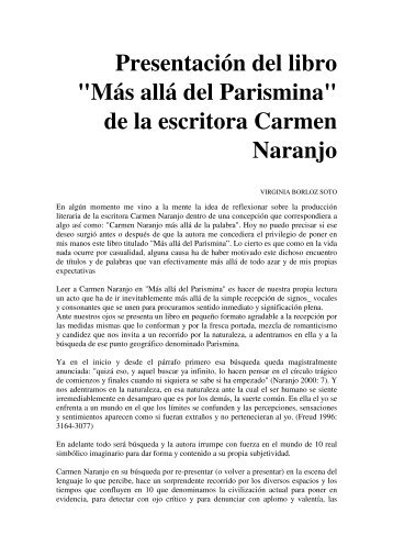 Presentación del libro "Más allá del Parismina" de la escritora ... - TEC