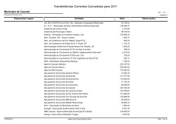 tranferências correntes concedidas - Câmara Municipal de Cascais