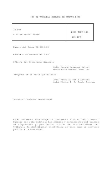 2005 TSPR 148 - Rama Judicial de Puerto Rico