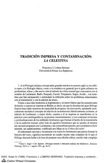 Tradición impresa y contaminación: «La Celestina»