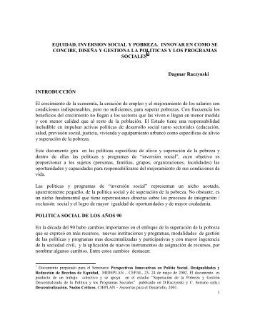 Presentación completa de Dagmar Raczynski, en formato pdf - Cepal