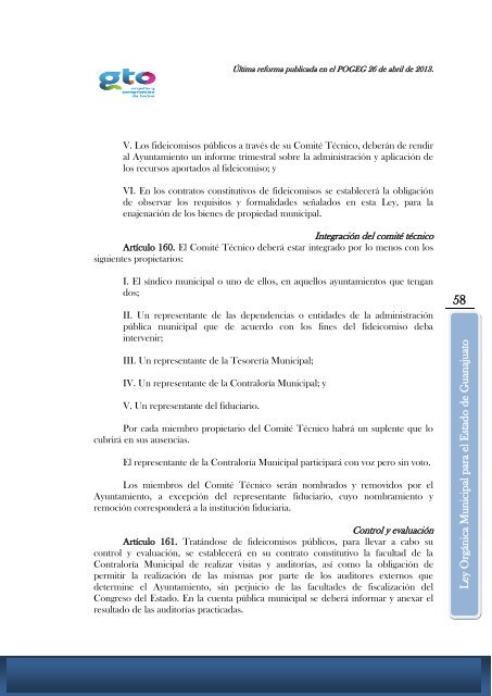 LEY ORGÁNICA MUNICIPAL PARA EL ESTADO DE GUANAJUATO